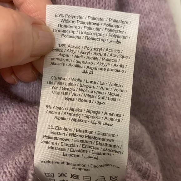 Lavender Pigalle cropped sweater (London wool Alpaca blend) rhinestone buttons - Picture 6 of 7